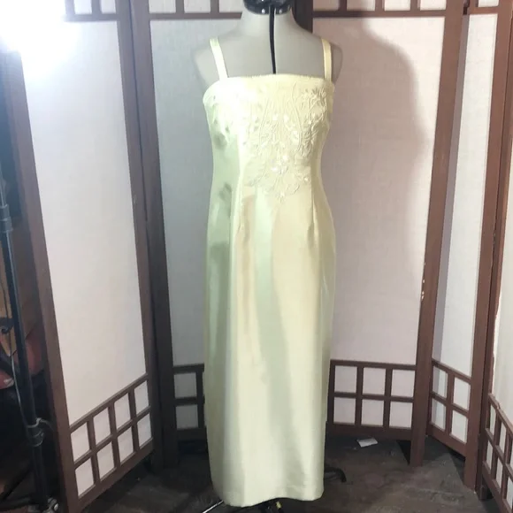 jessica howard lime green dress Jessica Howard: Lime Green Patterned Dress, Fully Lined, Size: 10P
